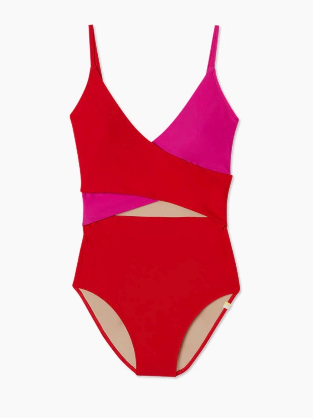 summersalt Colorblock Red and Pink One-Piece Swimsuit